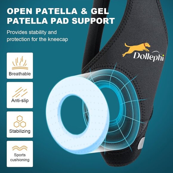 Dog Knee Brace for Torn ACL Hind Leg Hot/Cold Compress patella dislocation Left - Picture 4 of 6